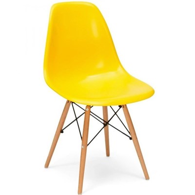 Cadeira Eiffel Charles Eames F01 Amarela com Base de Madeira DSW - Mpozenato