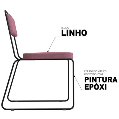 Cadeira Estofada Elis F02 Linho 764 Rosa - Mpozenato