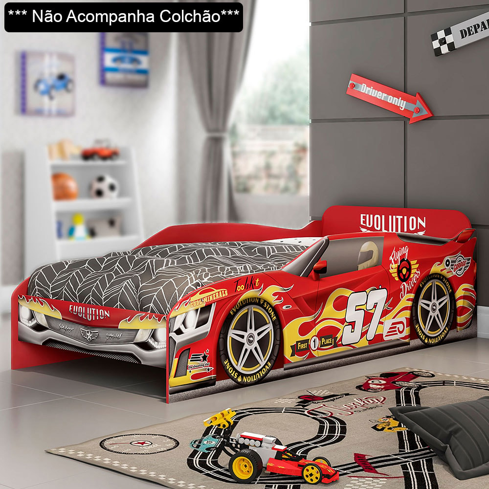 Cama Carro Infantil Evolution Car M08 Vermellho - Mpozenato