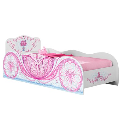 Cama Carruagem Infantil Princess M08 Branco/Rosa Acetinado - Mpozenato