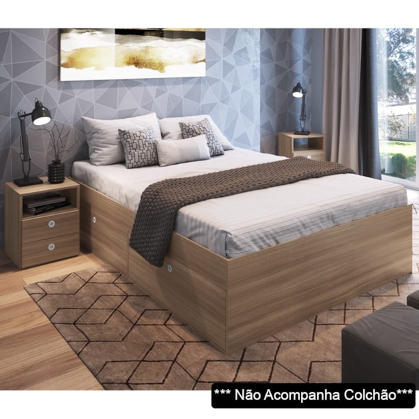 Cama De Casal Cama De Madeira, 160x200 cm, 2 Mesas De Cabeceira, Quarto  Moderno Completo, 205x235x76 - AliExpress