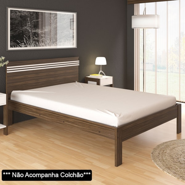 Cama Casal Ambiente Reali 140 Branco Brilho - Lopas.