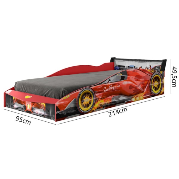 Cama Carro Corrida Infantil 100% Mdf:Vermelho