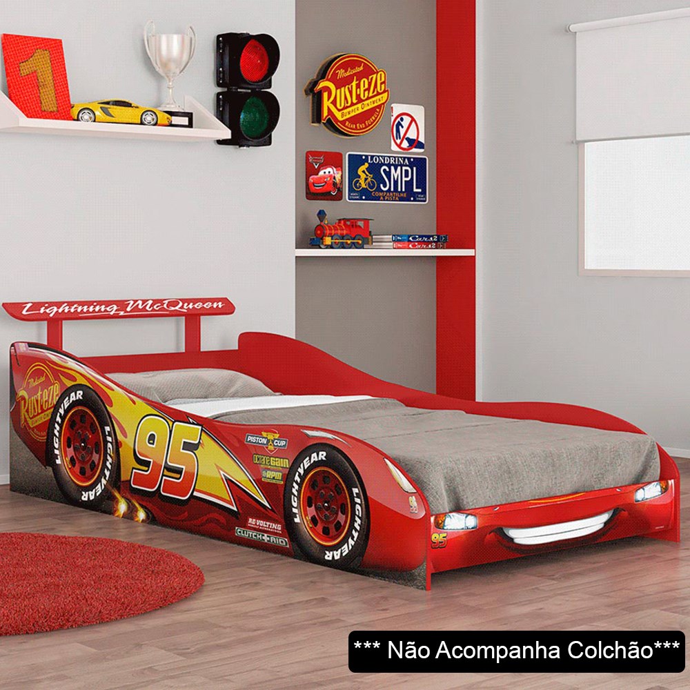 Cama Infantil Carro 100%MDF Racing Car P13 Vermelho - Mpozenato