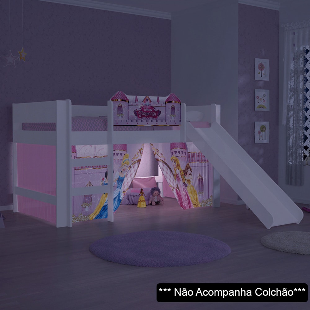 Cama com Escorregador e Barraca com Cômoda Infantil Barbie Play 8A