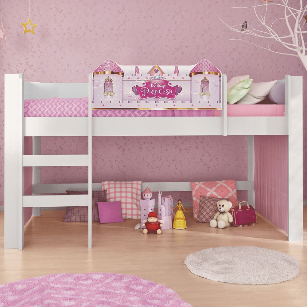 Cama Infantil Barbie Play com Escorregador e Cortina - Pura Magia