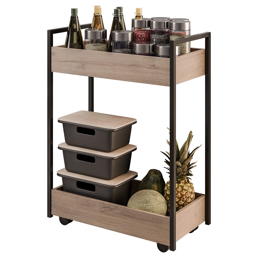 Carrinho Organizador Fruteira 2 Prateleiras Industrial Sara Z34