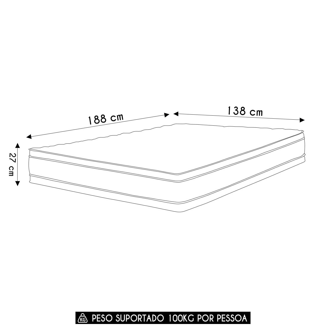 Colchão Casal Double Face Black & White Air D33 138x188x27cm - Castor