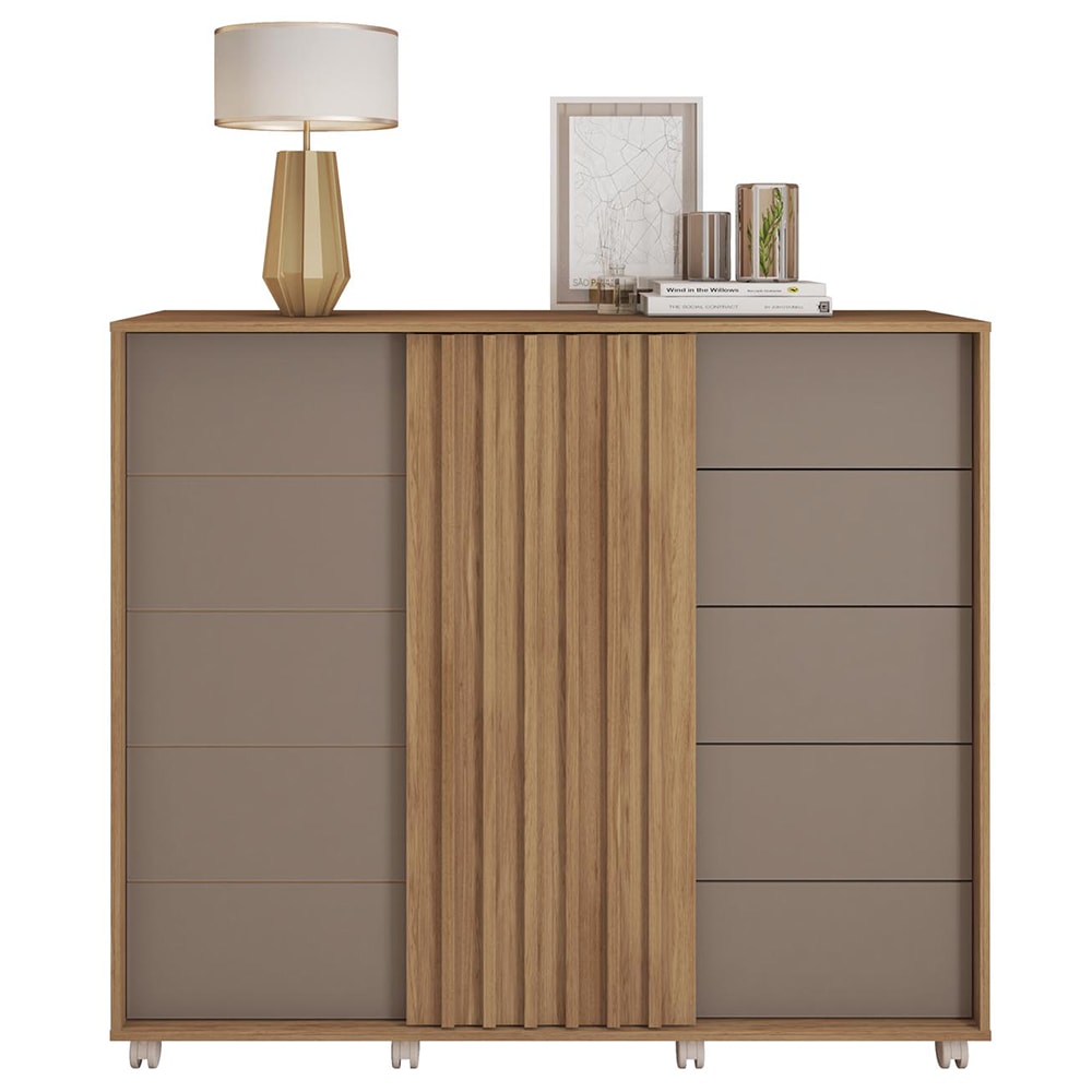 Cômoda Sapateira Com Rodízios Medusa C01 Buriti/Fendi - Mpozenato