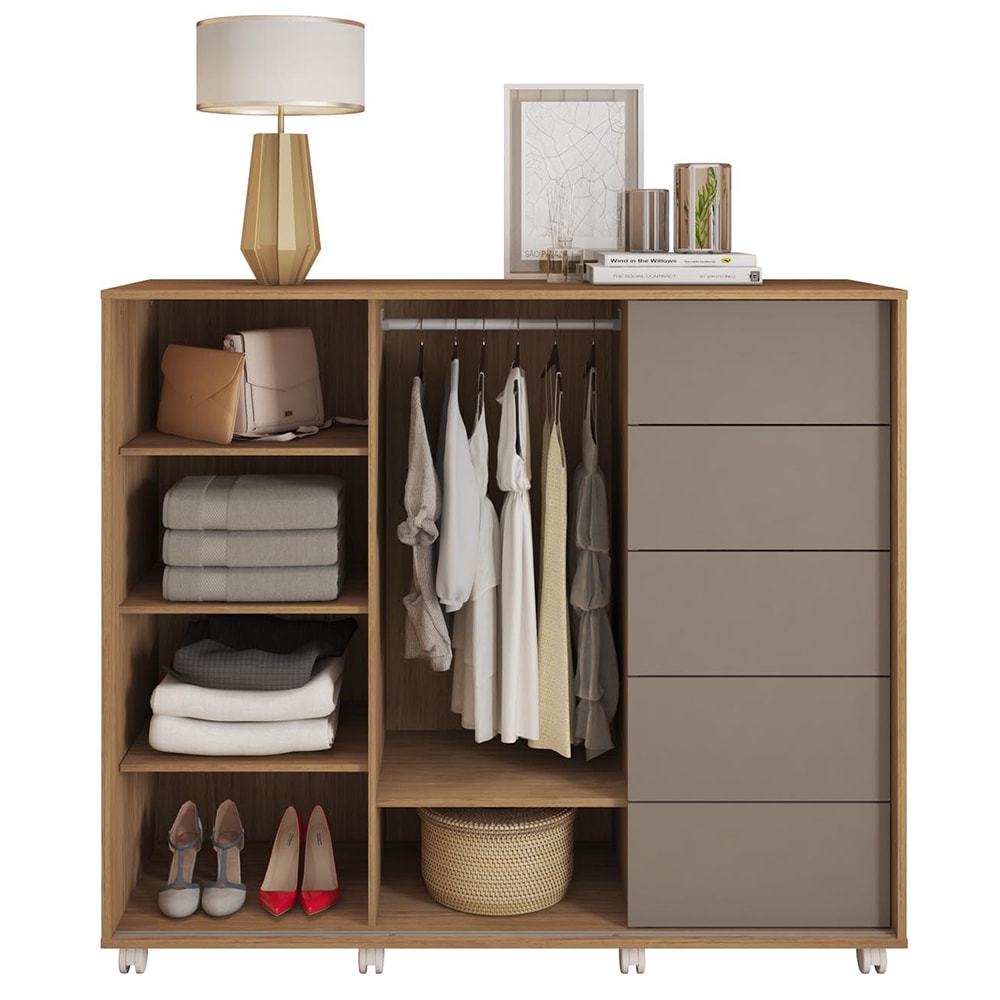 Cômoda Sapateira Com Rodízios Medusa C01 Buriti/Fendi - Mpozenato