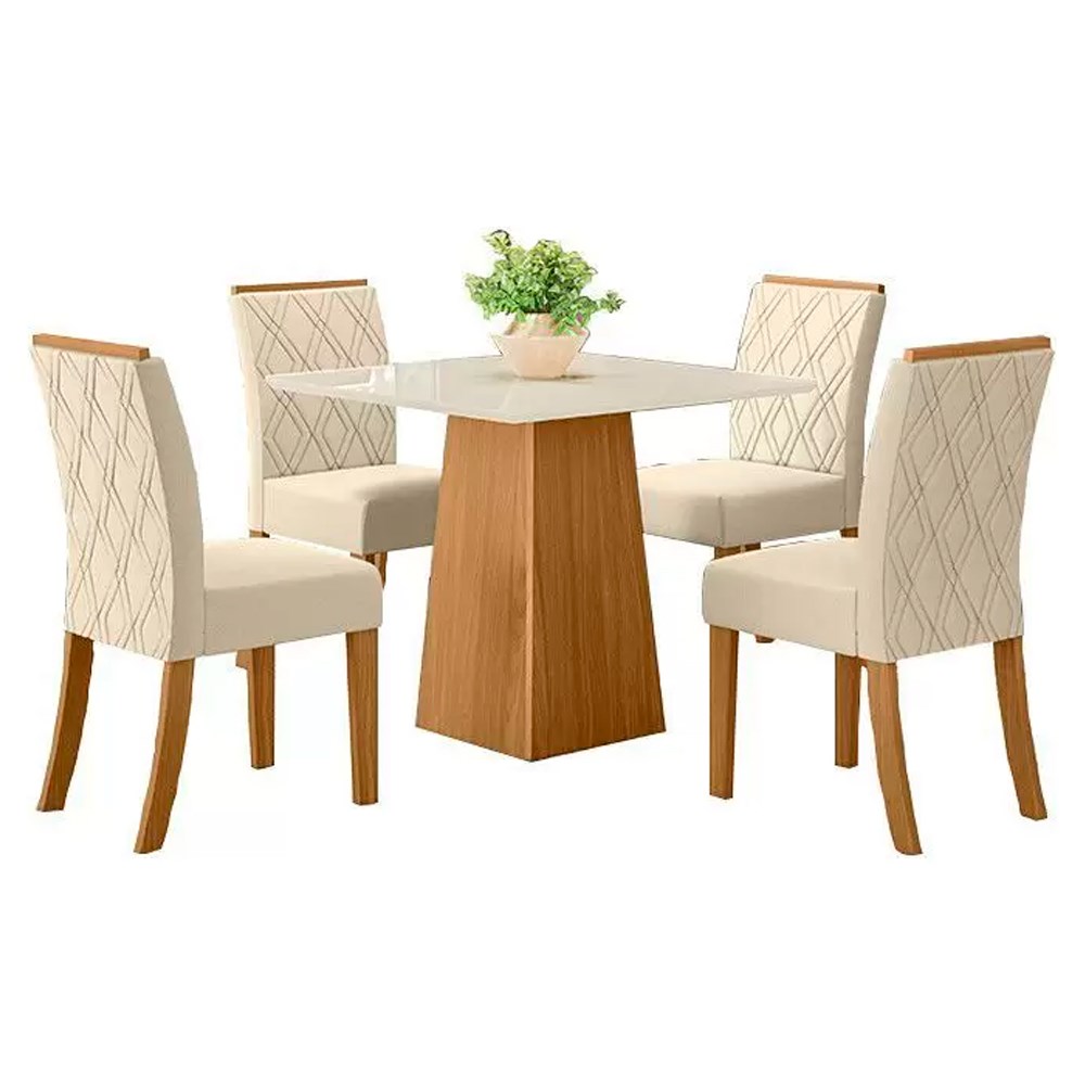 Conjunto Mesa de Jantar Epic Com 8 Cadeiras Vita Nature/Off White/Marrom -  Henn