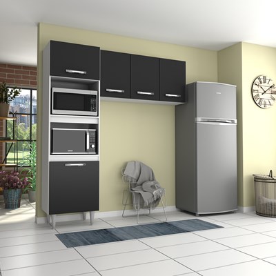 Cozinha Modulada 2 Módulos Composição 6 Branco/Preto - Lumil