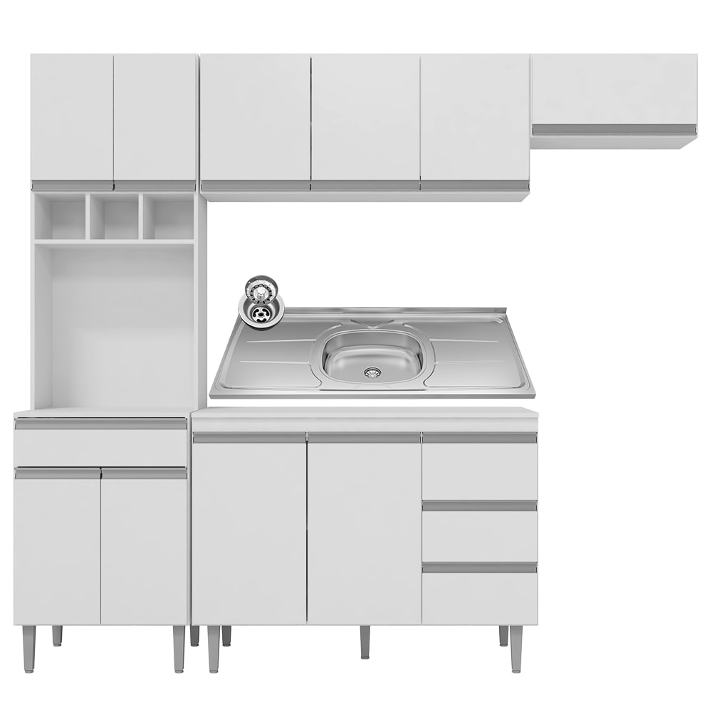 Jogo De Cozinha Modulada 5 Peças Clara 240 Cm Branco/preto - Ajl Móveis -  Branco