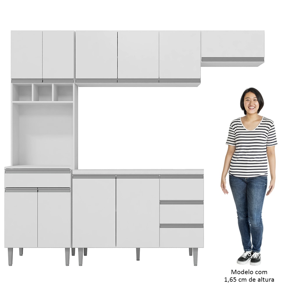 Jogo De Cozinha Modulada 5 Peças Clara 240 Cm Branco/preto - Ajl Móveis -  Branco