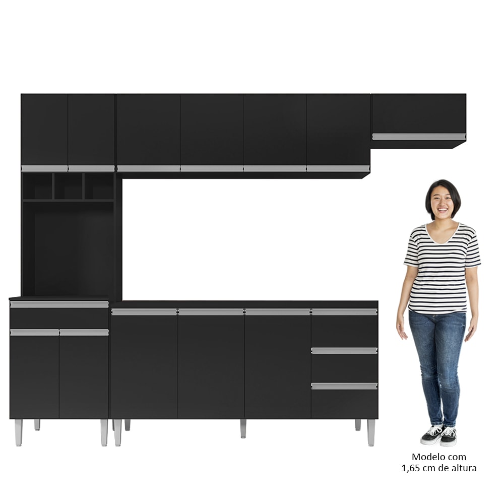 Jogo De Cozinha Modulada 5 Peças Clara 240 Cm Castanho/avelã - Ajl Móveis -  Marrom