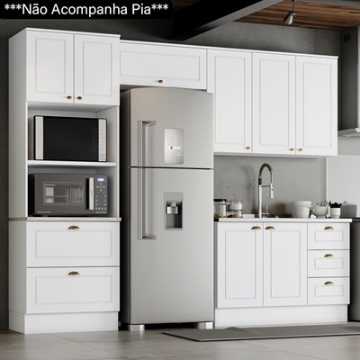 Cozinha Modulada Completa 271cm com Torre Quente Dupla 4 Peças Americana Branco HP - Henn