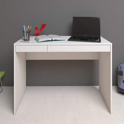 Escrivaninha Mesa para Computador 2 Gavetas Mobile College Branco – Artany