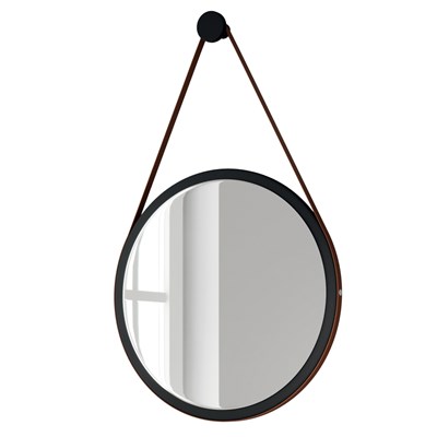 Espelho Decorativo Redondo 54cm Com Alça Adnet Escandinavo H01 Preto - Mpozenato