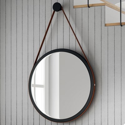 Espelho Decorativo Redondo 67cm Com Alça Adnet Escandinavo H01 Preto - Mpozenato