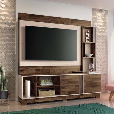 Estante Home Theater para TV até 55 Pol. 180cm Apogeu H01 Deck/Off White - Mpozenato