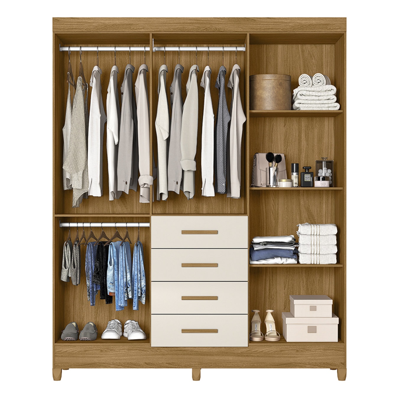 Guarda Roupa Casal 165cm 6 Portas Khani Freijó/Off Z17 - Mpozenato