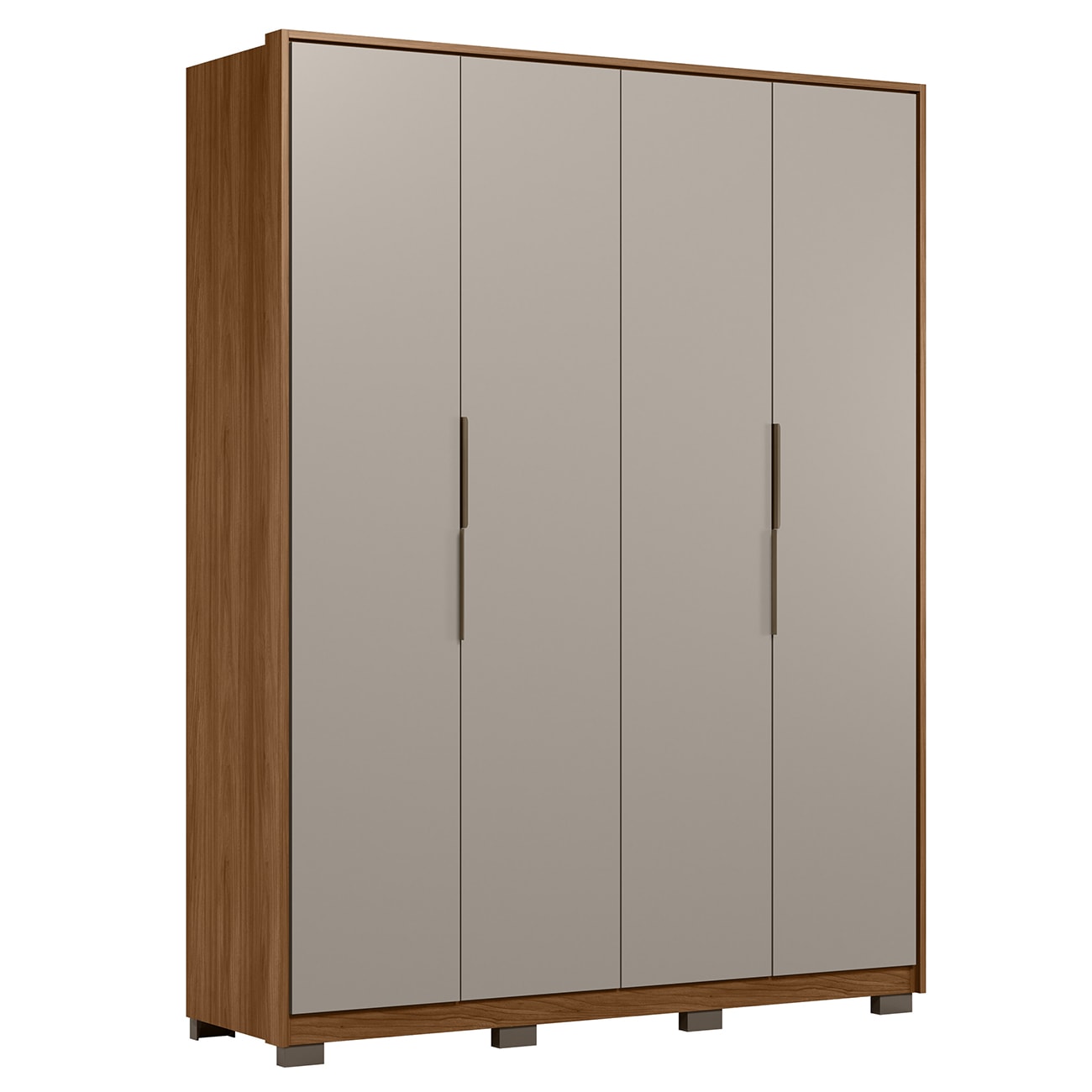 Guarda Roupa Casal 180cm 4 Portas Atren D02 Nogueira/Nude - Mpozenato