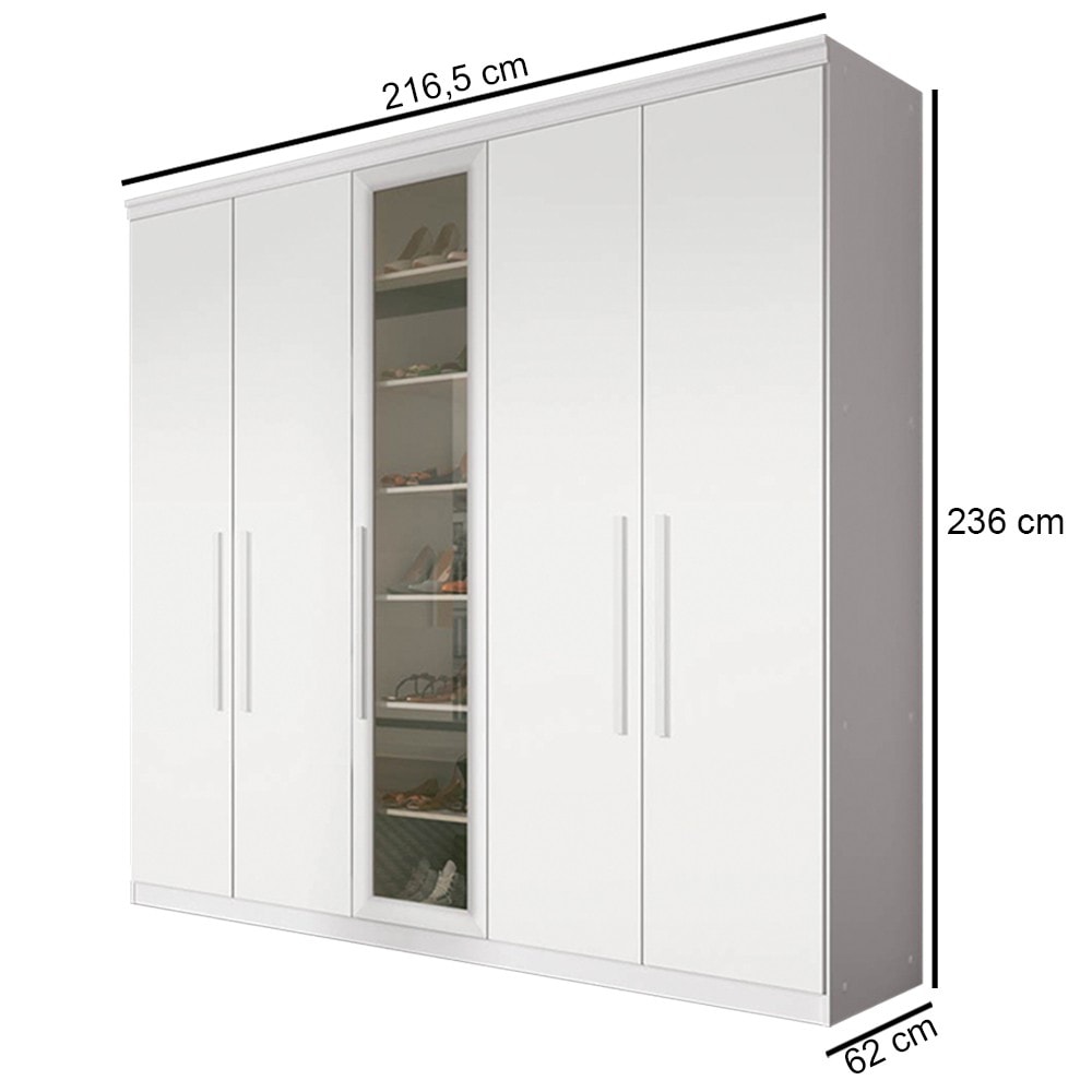 Guarda Roupa Casal com Sapateira 5 Portas Duo F08 Branco - Mpozenato