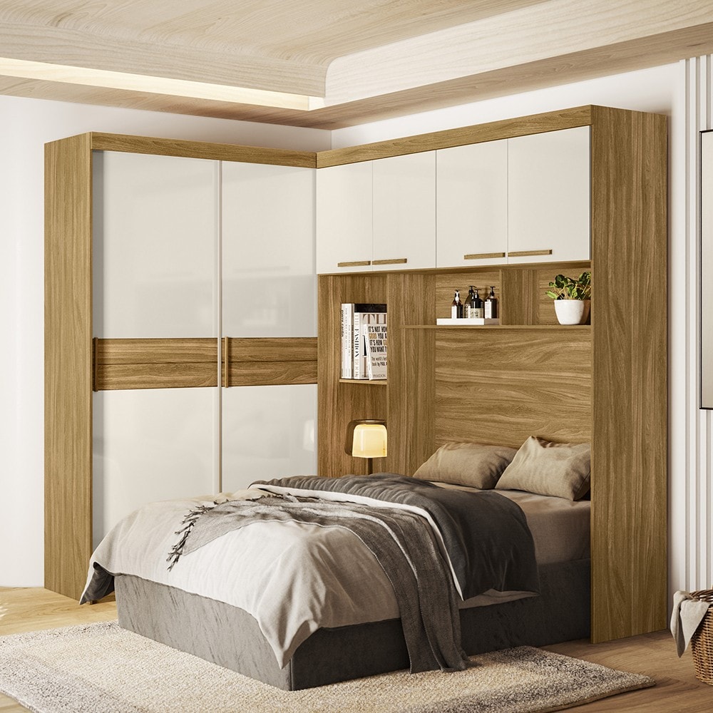 Guarda Roupa Casal Modulado Completo Lorena Z17 Freijó/Off White