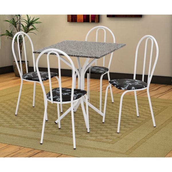 Jogo de Mesa Malva 140cm e 6 Cadeiras 118 Preto - Artefamol