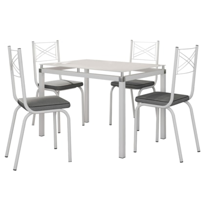 Jogo De Mesa Malva 107cm E 4 Cadeiras 119 Branco Platina Artefamol Mpozenato Jogo De Mesa Malva 107cm E 4 Cadeiras 119 Branco Platina Artefamol Mpozenato