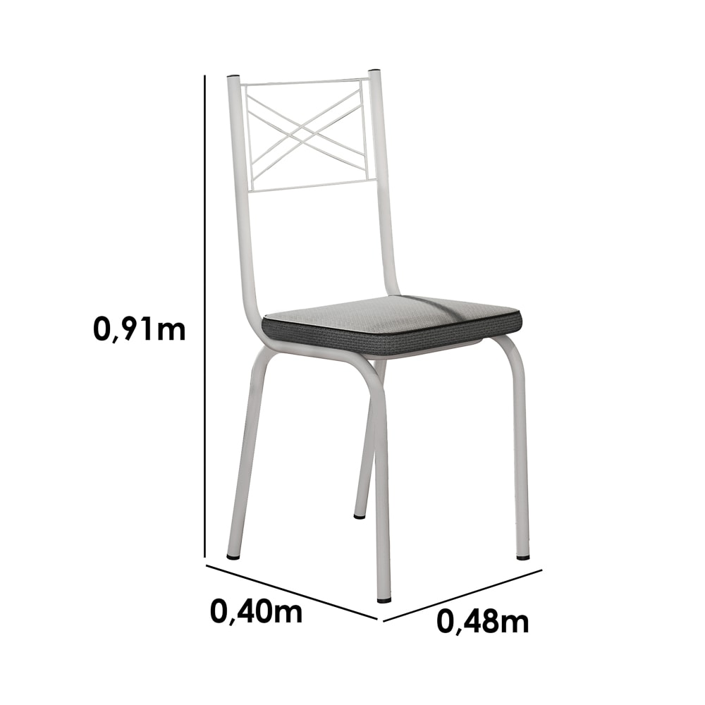 Jogo de Mesa Malva 140cm e 6 Cadeiras 118 Preto - Artefamol