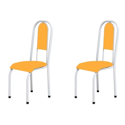 Kit 2 Cadeiras Anatômicas 0.122 Estofada Branco/Laranja - Marcheli