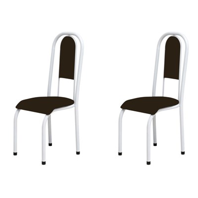 Kit 2 Cadeiras Anatômicas 0.122 Estofada Branco/Marrom - Marcheli