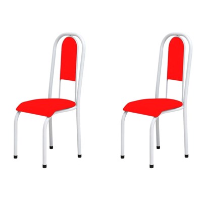 Kit 2 Cadeiras Anatômicas 0.122 Estofada Branco/Vermelho - Marcheli