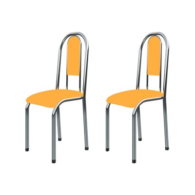 Kit 2 Cadeiras Anatômicas 0.122 Estofada Cromado/Laranja - Marcheli