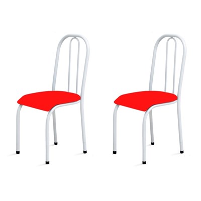 Kit 2 Cadeiras Baixas 0.104 Anatômica Branco/Vermelho - Marcheli 