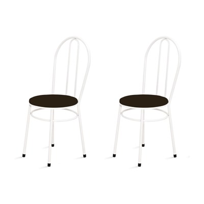 Kit 2 Cadeiras Baixas 0.134 Redonda Branco/Marrom Escuro - Marcheli
