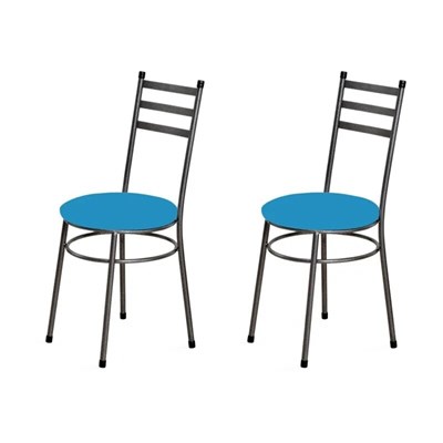 Kit 2 Cadeiras Baixas 0.135 Redonda Craqueado/Azul - Marcheli