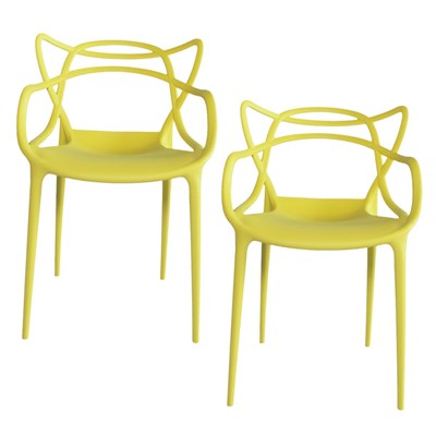 Kit 2 Cadeiras Decorativas Para Sala de Jantar Amsterdam F01 Amarela - Mpozenato