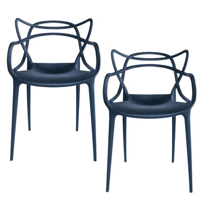 Kit 2 Cadeiras Decorativas Para Sala de Jantar Amsterdam F01 Preta - Mpozenato