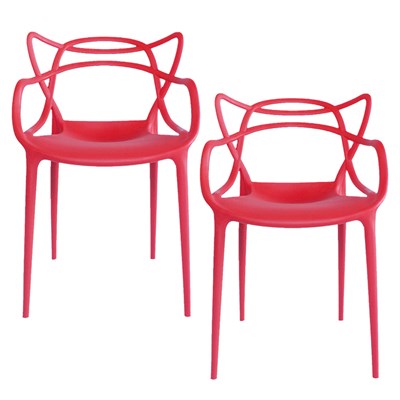 Kit 2 Cadeiras Decorativas Para Sala de Jantar Amsterdam F01 Vermelha - Mpozenato