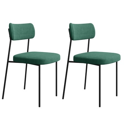 Kit 2 Cadeiras Estofadas Milli Veludo 403 F02 Verde - Mpozenato