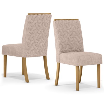 Kit 2 Cadeiras Estofadas Para Sala de Jantar Adore Nature/Bege Vanilla - Henn
