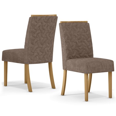 Kit 2 Cadeiras Estofadas Para Sala de Jantar Adore Nature/Marrom Amêndoa - Henn