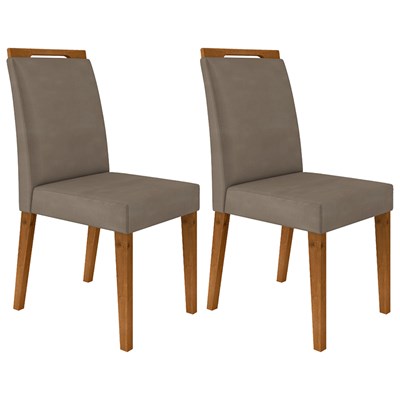 Kit 2 Cadeiras Estofadas Para Sala de Jantar Alana N04 Vanilla/Ipê - Mpozenato