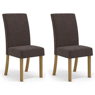 Kit 2 Cadeiras Estofadas Para Sala de Jantar Facina Nature/Marrom Expresso - Henn