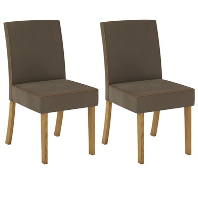 Kit 2 Cadeiras Estofadas para Sala de Jantar Maris Nature/Bege - Henn