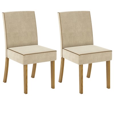 Kit 2 Cadeiras Estofadas para Sala de Jantar Maris Nature/Linho - Henn