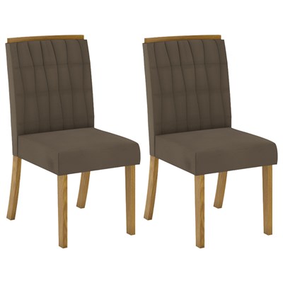 Kit 2 Cadeiras Estofadas para Sala de Jantar Tauá Nature/Bege - Henn