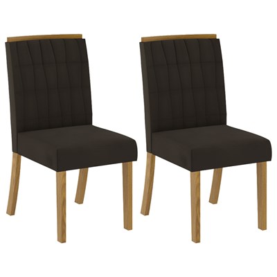 Kit 2 Cadeiras Estofadas para Sala de Jantar Tauá Nature/Marrom - Henn